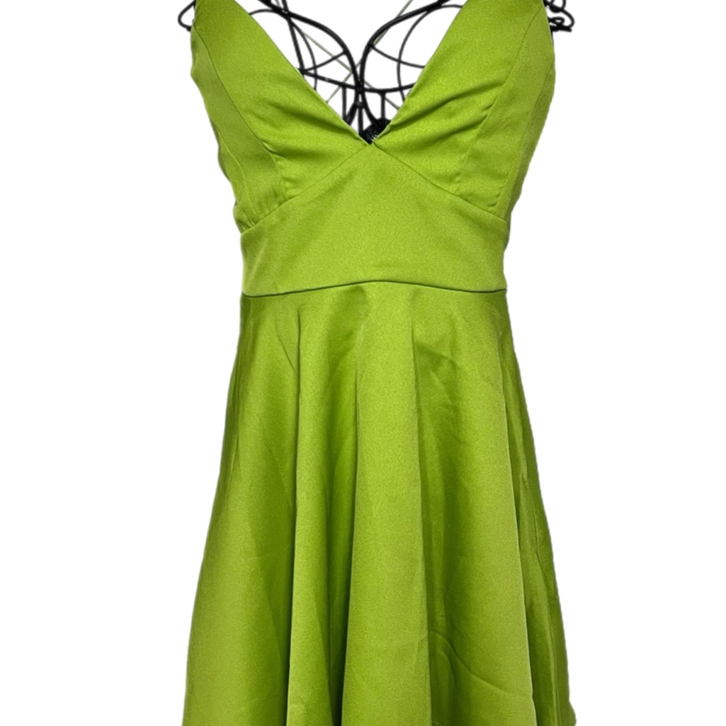 Ax Paris Lime Green Spaghetti Strap Dress